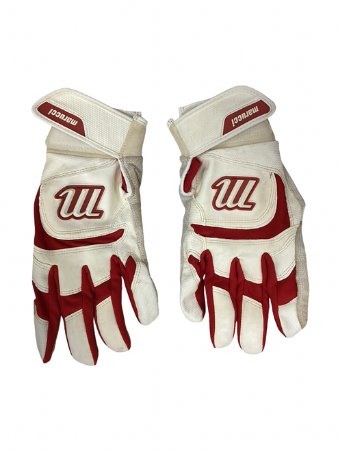 Vist Large View of Product Image Which is Used Marucci BB/SB Batting Gloves White LG