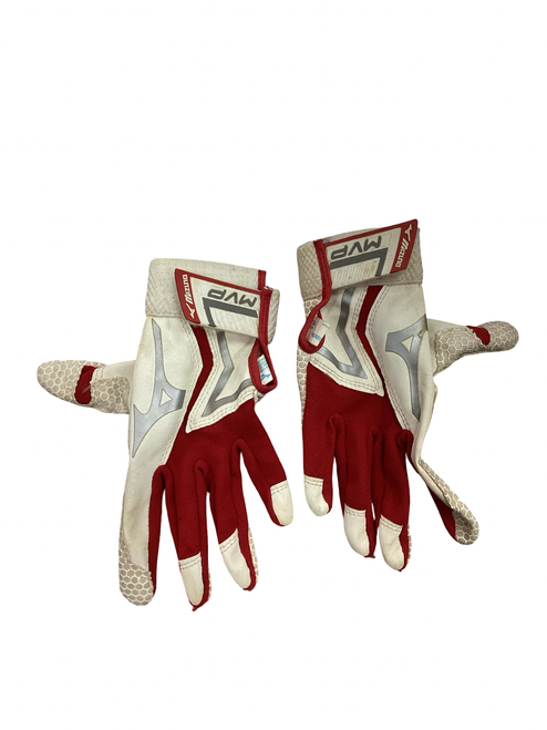 Vist Large View of Product Image Which is Used Mizuno MVP BB/SB Batting Gloves Red LG