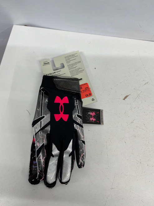 Vist Large View of Product Image Which is Used Under Armour UA F8 BLACK/PINK FB Gloves Black And Pink LG
