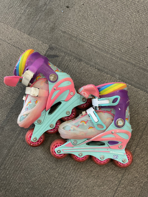 Vist Large View of Product Image Which is Used RollerDerby RAINBOW ROLLERBLADES Child Rec Fitness Skates Pink Adjustable