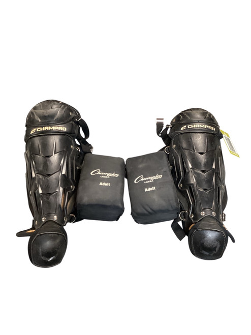 Vist Large View of Product Image Which is Used Champro SHINGUARDS Catchers Leg Guards Black Junior