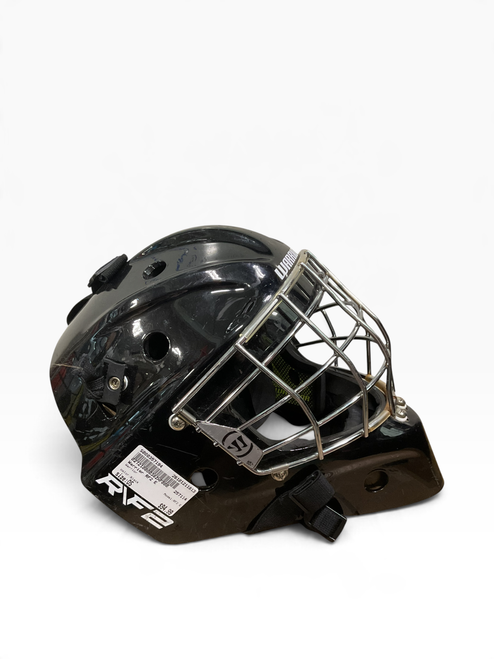 Vist Large View of Product Image Which is Used Warrior RF2 E Junior Goalie Helmet/Mask Black One Size