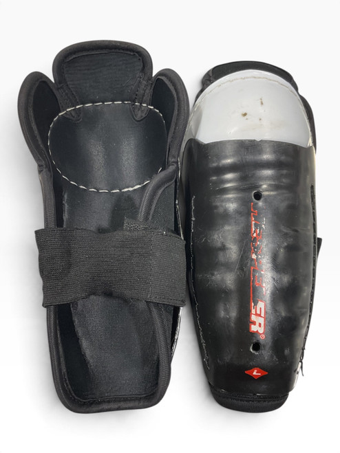 Vist Large View of Product Image Which is Used BLACK SHIN Youth Shin Guards Black 8"