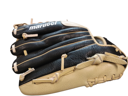 Vist Large View of Product Image Which is Used Marucci MRJ1200BB BB/SB Glove RH Throw Black And Tan 12"