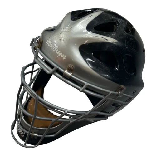 Vist Large View of Product Image Which is Used MacGregor CATCHERS HELMET 7 - 7 5/8 Catchers Helmet w/Mask Black And Grey M/L