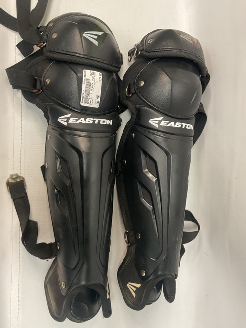 Vist Large View of Product Image Which is Used Easton 12.75 INCH SHIN GUARDS Catchers Leg Guards Black Youth