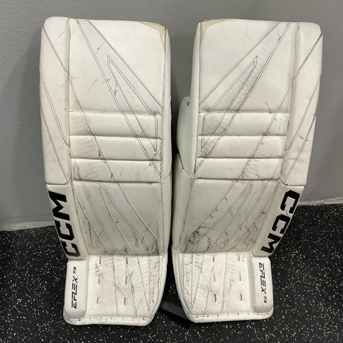 Vist Large View of Product Image Which is Used CCM EFLEX 7.9 Goalie Leg Pads Inter White 31"