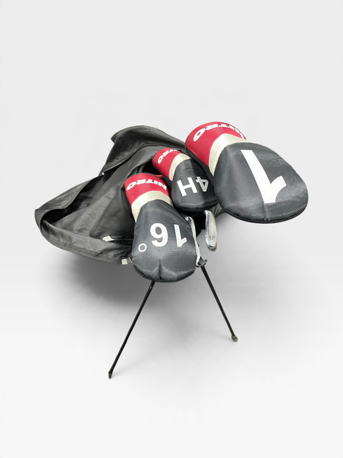 Vist Large View of Product Image Which is Used Nitro Blaster Mens Golf Package Set Right Hand Black/Red 8 Piece, front view with headcovers