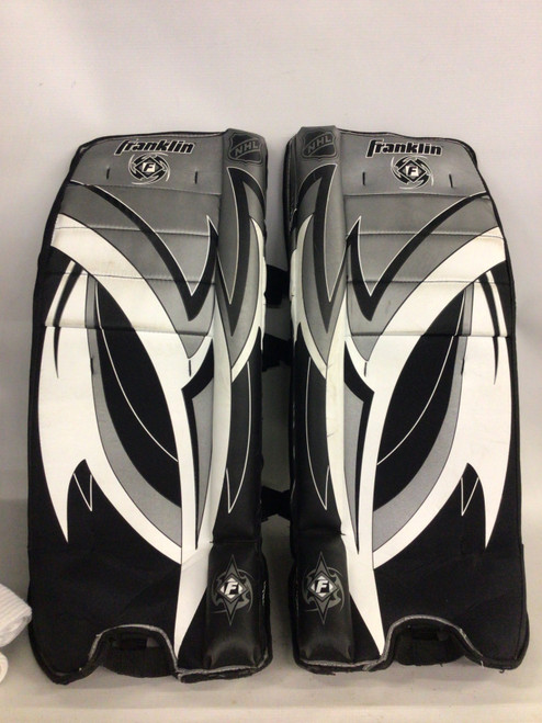 Vist Large View of Product Image Which is Used Franklin GP 1200 Goalie Leg Pads Junior Black 24"