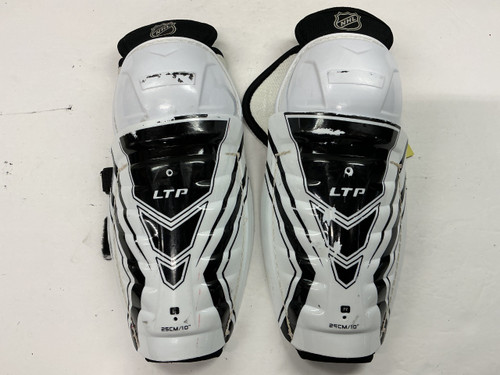 Vist Large View of Product Image Which is Used CCM LTP Youth Shin Guards Black And White 10"