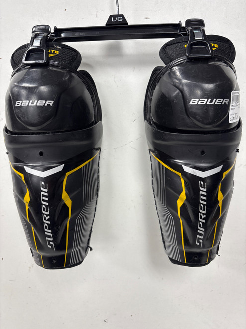 Vist Large View of Product Image Which is Used Bauer SUPREME ONE.ELITE Youth Shin Guards Black 7"