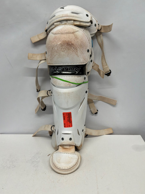 Vist Large View of Product Image Which is Used Easton JEN SCHRO Catchers Leg Guards White Intermed