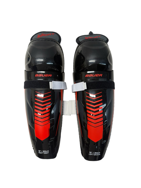 Vist Large View of Product Image Which is USED BAUER LIL SPORT JUNIOR HOCKEY SHINGUARDS - 12"