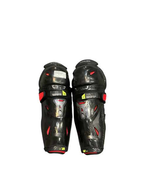 Vist Large View of Product Image Which is Used Bauer VAPOR 3X SHIN GUARD Intermediate Shin Guards Black And Red 13"