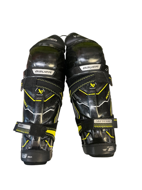 Vist Large View of Product Image Which is Used Bauer MACH Youth Shin Guards Black 10"