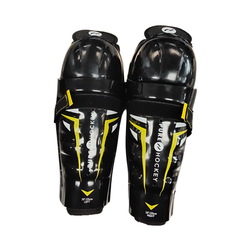 Vist Large View of Product Image Which is Used Pure Hockey Junior Shin Guards Black 10"