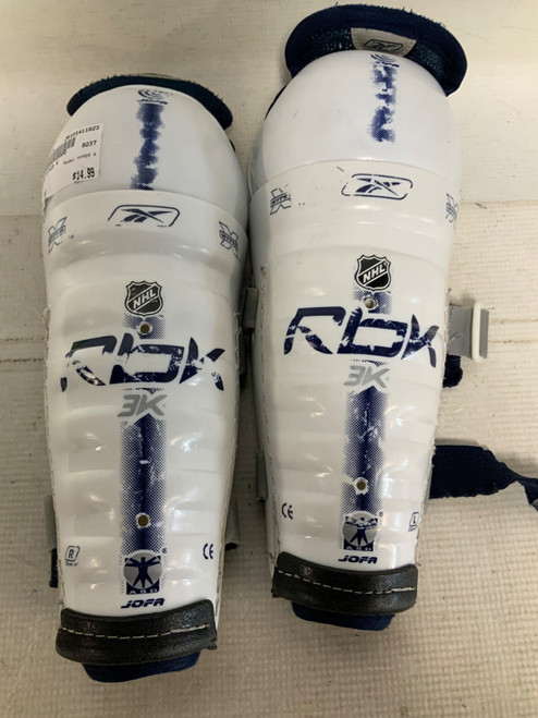 Vist Large View of Product Image Which is Used Reebok HYPER X Junior Shin Guards White 9"
