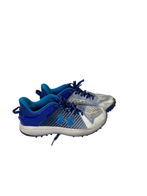 Vist Large View of Product Image Which is Used Under Armour UA YARD TURF BASEBALL CLEATS BB/SB Cleats Royal Blue And White Senior 7