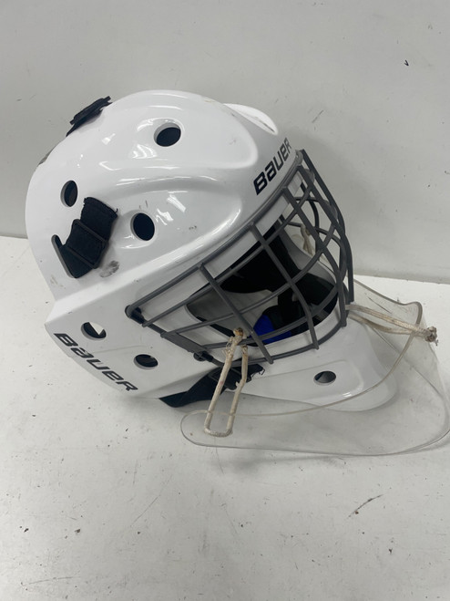 Vist Large View of Product Image Which is Used Bauer NME5 SR Senior Goalie Helmet/Mask White One Size (new= $250)