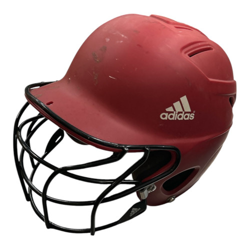 Vist Large View of Product Image Which is Used Adidas TRIPLE STRIPE 6 3/8 - 7 3/8 HELMET Batting Helmet w/Mask Red One Size