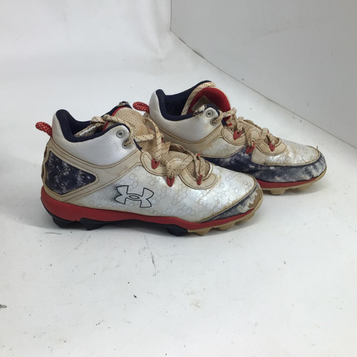 Vist Large View of Product Image Which is Used Under Armour HARPER 8 MID JR 5 BB/SB CLEATS BB/SB Cleats White Junior 05