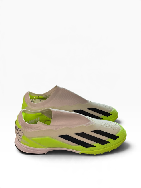 Vist Large View of Product Image Which is Used Adidas LACELESS Soccer Turf Shoes White Junior 03.5