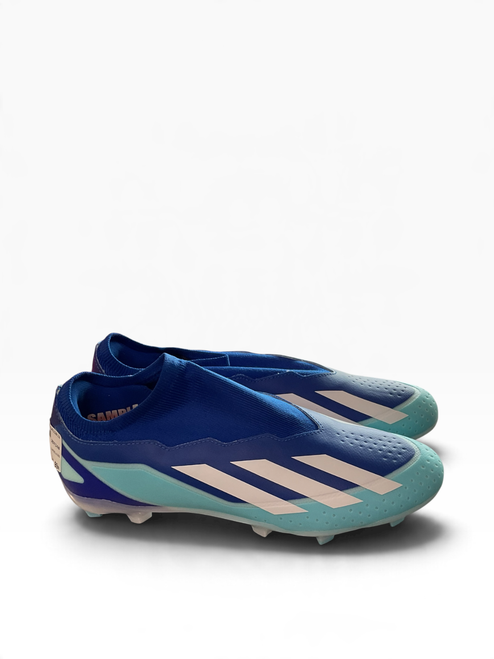 Vist Large View of Product Image Which is Used Adidas LACELESS Soccer Cleats Royal Blue Senior 9
