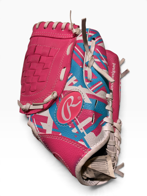 Vist Large View of Product Image Which is Used Rawlings REMIX BB/SB Glove RH Throw Pink 9"