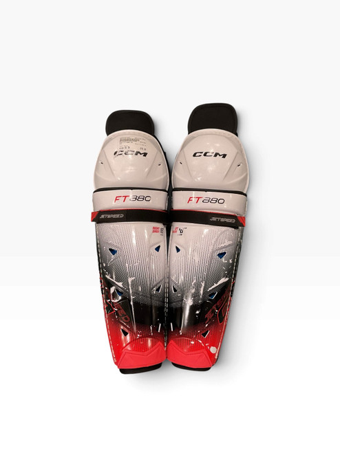 Vist Large View of Product Image Which is Used CCM FT-880 SG Senior Shin Guards White 16"