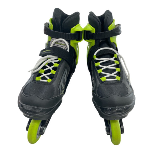 Vist Large View of Product Image Which is Used Bladerunner Phoenix Senior Recreational Fitness Adjustable Inline Skates Black/Green, pair front view