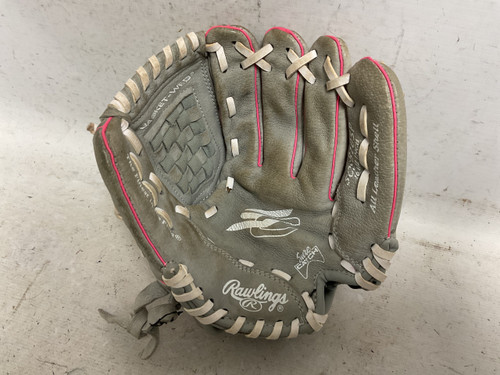 Vist Large View of Product Image Which is Used Rawlings Sure Catch SCSB105P RH Throw Fastpitch Gloves Grey 10 1/2"
