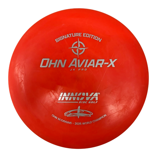 Vist Large View of Product Image Which is Used Innova JK PRO AVIAR-X Disc Golf Putter Orange 174g