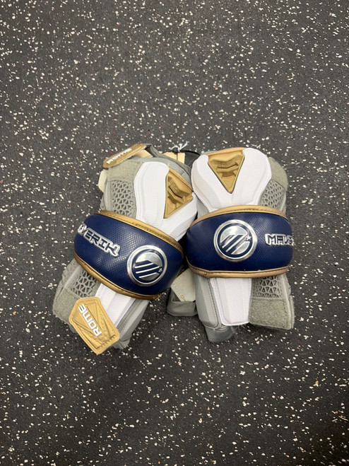 Vist Large View of Product Image Which is Used Maverik ROME ARM GUARD Lacrosse Arm Pads/Guards Navy Blue MD