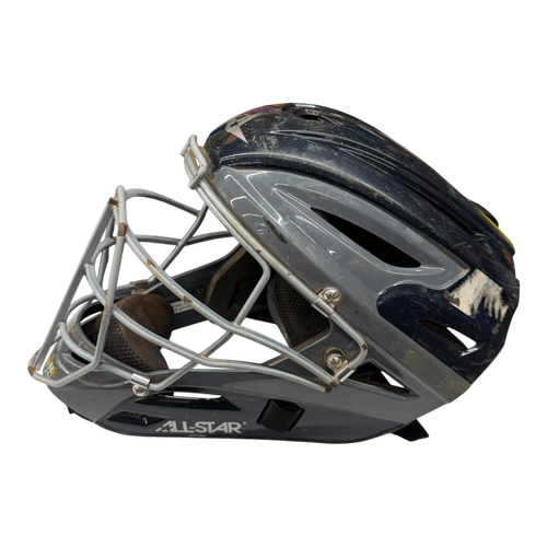 Vist Large View of Product Image Which is Used All Star SYSTEM 7 MVP2500 Catchers Helmet w/Mask Navy Blue S/M