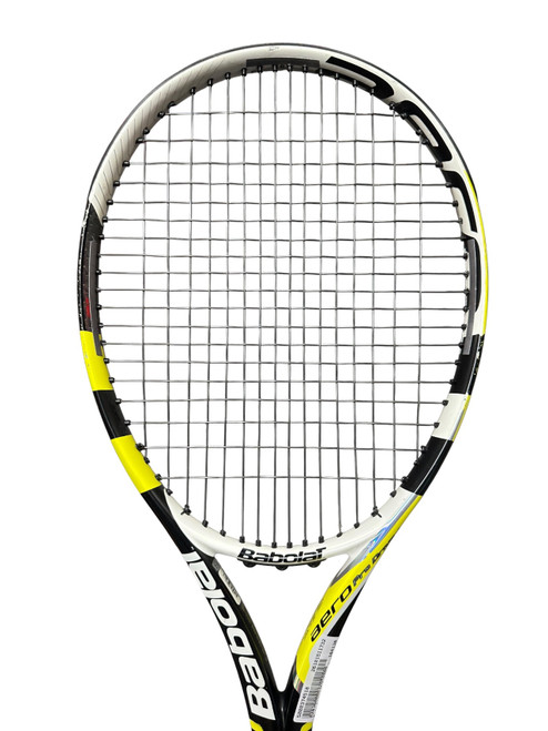 Vist Large View of Product Image Which is Used Babolat AERO PRO DRIVE PLUS Adult Tennis Racquet Yellow 4 1/4"