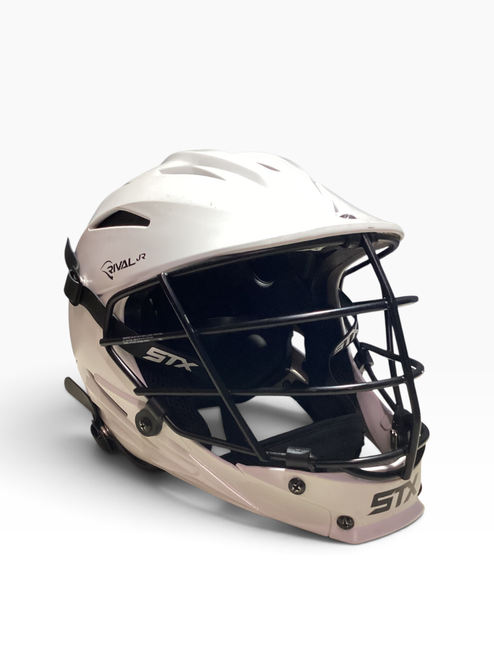 Vist Large View of Product Image Which is Used STX RIVAL JR Lacrosse Helmet White One Size