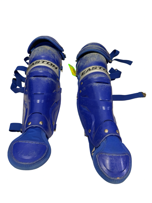 Vist Large View of Product Image Which is Used Easton GAMETIME AGE 9-12 Junior Baseball Catchers Leg Guards Royal Blue