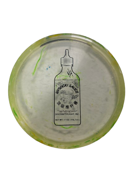 Vist Large View of Product Image Which is Used Discraft CRYSTAL FLX ZONE - WYSOCKI SAUCE Disc Golf Putter Lime Green