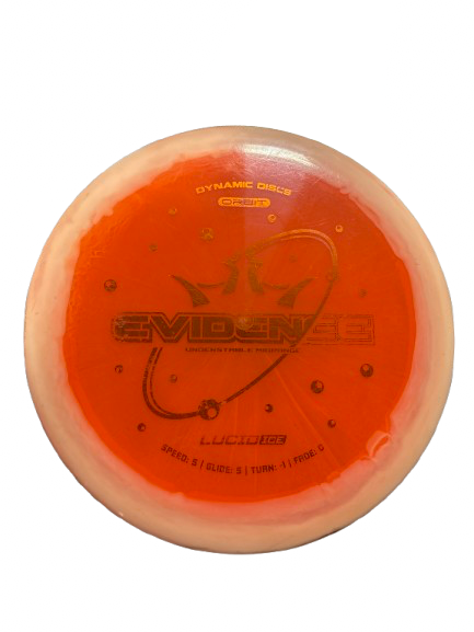 Vist Large View of Product Image Which is Used Dynamic Discs LUCID ICE ORBIT EVIDENCE Disc Golf Mid Range Orange