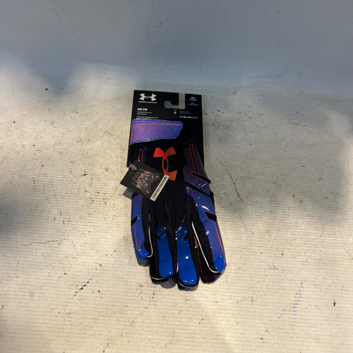 Vist Large View of Product Image Which is Used Under Armour UA F8 FB Gloves Royal Blue And Orange SM