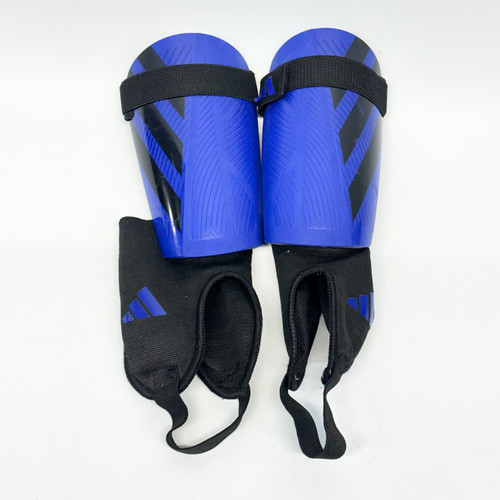 Vist Large View of Product Image Which is Used Adidas STIRRUP Soccer Shin Guards Youth Royal Blue LG