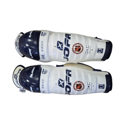 Vist Large View of Product Image Which is Used Jofa 2500 ASD VINTAGE HOCKEY SHIN GUARDS Senior Shin Guards White 15"