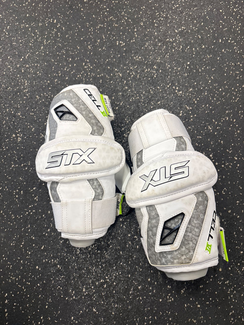 Vist Large View of Product Image Which is Used STX CELL VI ARM PADS Lacrosse Arm Pads/Guards White MD