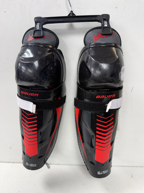 Vist Large View of Product Image Which is Used Bauer LIL SPORT Junior Shin Guards Black 12"