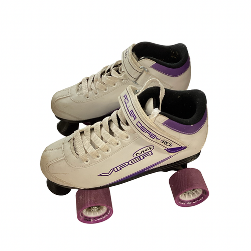 Vist Large View of Product Image Which is Used RollerDerby VIPER M4 Senior Rec Fitness Skates White Senior 7