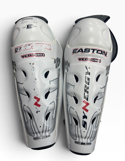 Vist Large View of Product Image Which is Used Easton VENTAIR Senior Shin Guards White 15"