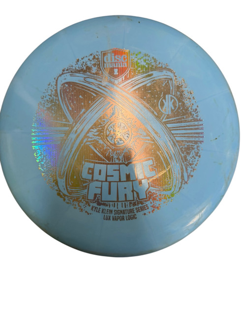Vist Large View of Product Image Which is Used Discmania COSMIC FURY Disc Golf Putter Royal Blue