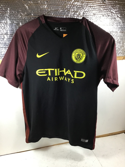 Vist Large View of Product Image Which is NEW Nike MANCHESTER CITY JERSEY Soccer Top Adt Black And Wine Red MD