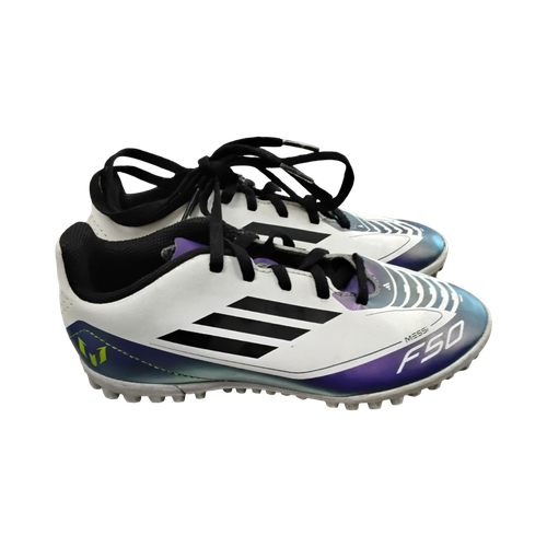 Vist Large View of Product Image Which is Used Adidas MESSI F50 Soccer Turf Shoes Purple Junior 01