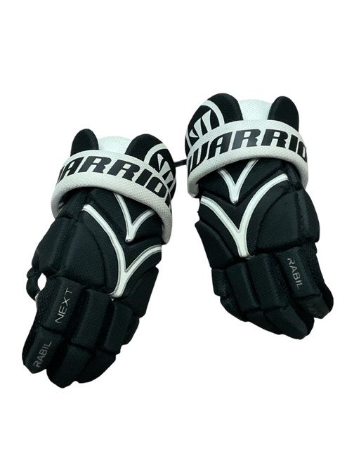 Vist Large View of Product Image Which is Used Warrior RABIL NEXT Lacrosse Gloves Junior Black XS